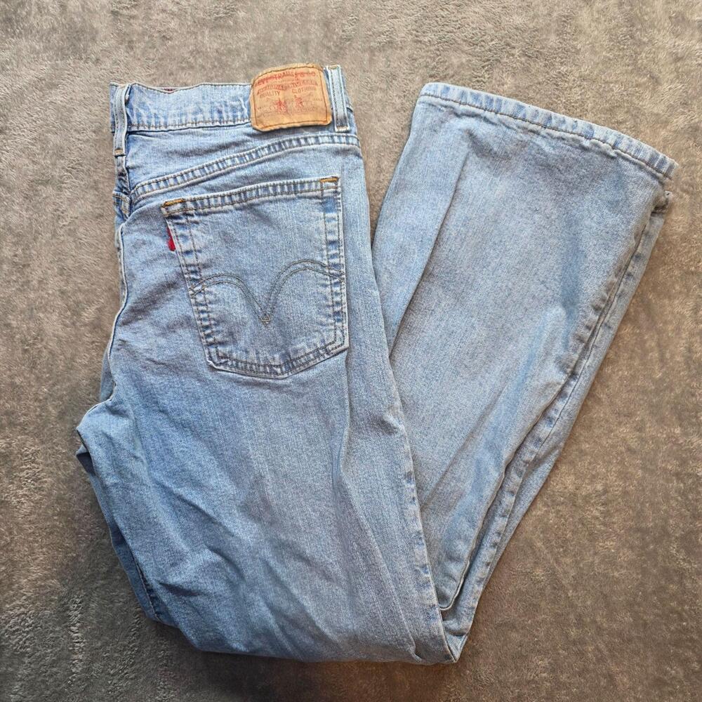 Levi's Relaxed Bootcut Jeans Womens 10 S Blue Light Wash Stretch Denim Flaws